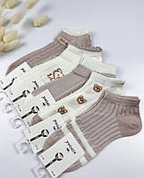 Жіночі короткі шкарпетки, шовкові з малюнком, Корона 36-41р. Кремовий