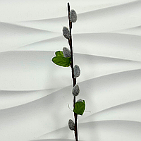 Искусственная ветка, котики ивовые, серого цвета, 28 см. Цветы премиум-класса для интерьера, декора, фтозоны