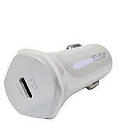 Автомобільний зарядний пристрій Aspor A906 PD блочок (USB-C/20W)- білий