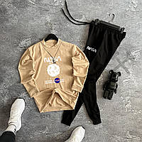 Спортивний чоловічий костюм NASA Бежевий з чорним