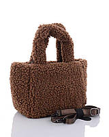 Женская сумка на молнии Welassie из искусственного меха шоколадного цвета с одним отделением "Кира"