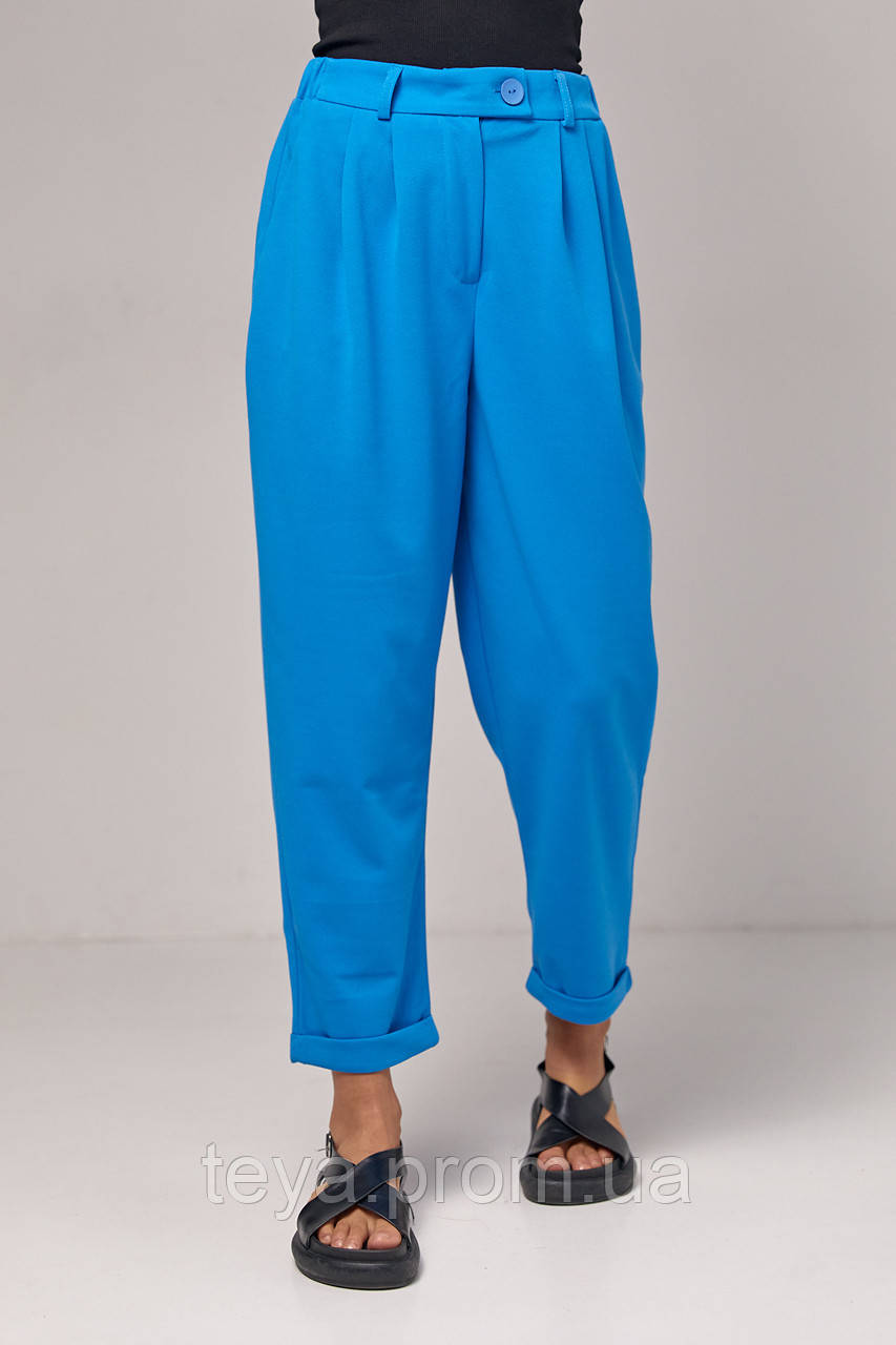 Штани жіночі з відворотом колір синій розмір 36 FL_000236