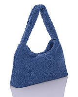Женская мягкая сумка Welassie на одно отделение из искусственного меха синего цвета "Лулу"