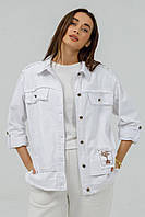 Куртка джинсова жіноча білий M-5XL oversize