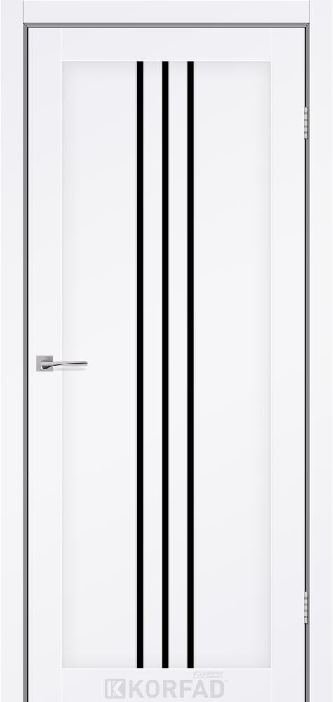 Двері міжкімнатні Korfad Express Stilton - Білий мат Кристал (з чорним склом), фото 1