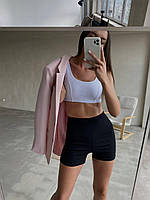 Женские базовые мини шорты, для спорта или фитнеса, эластичные, крепдайвинг Черный