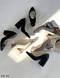Жіночі туфлі човника з гострим носком на стійкому підборі 8,5 см, фото 2
