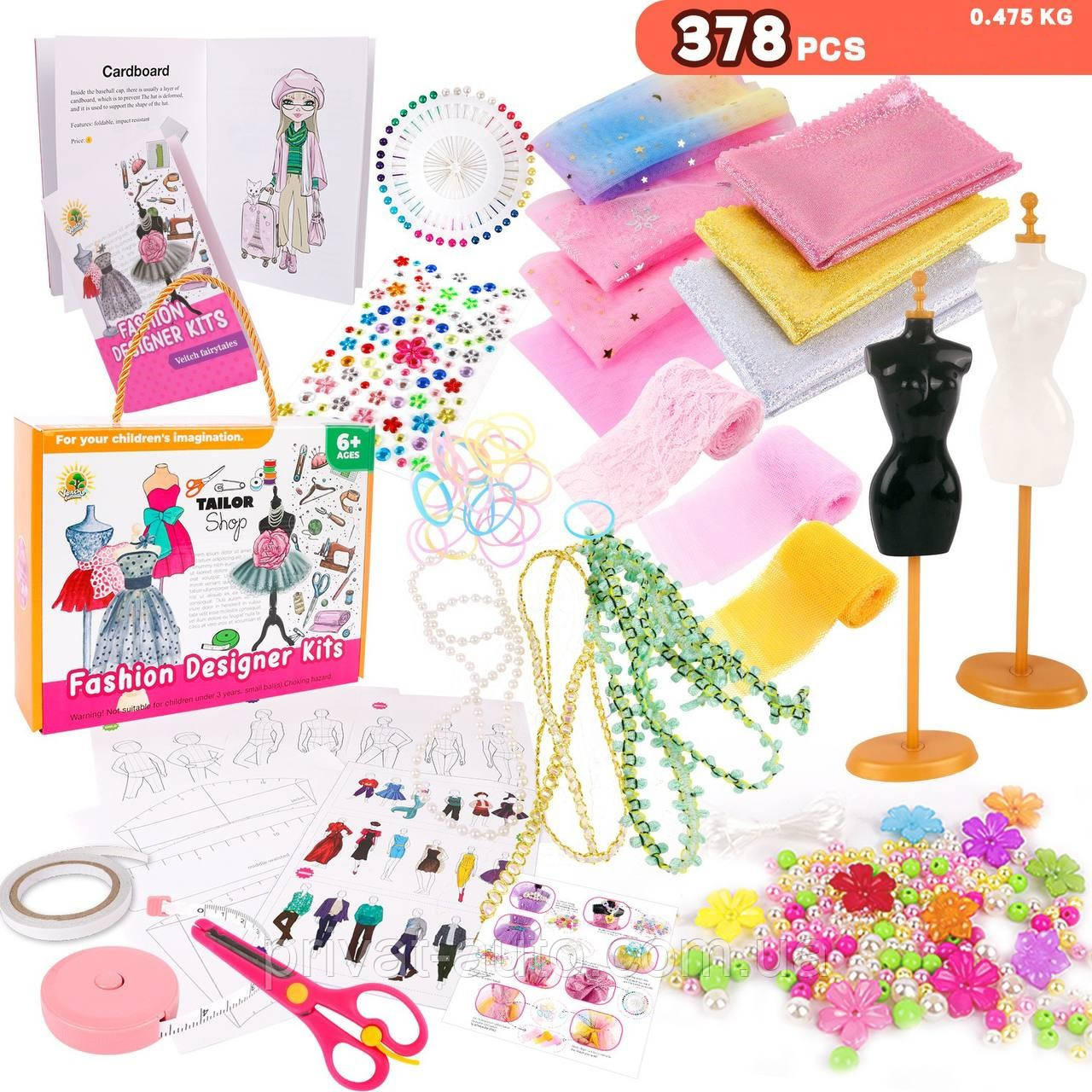Дитячий набір для моделювання, шиття, рукоділля, творчості для дівчаток 6-12 років, S-378 елементів