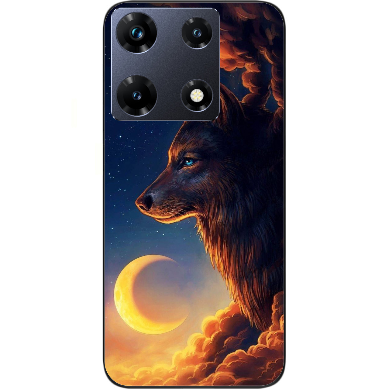 Бампер силіконовий чохол Epik для Infinix Note 30 Pro 4G (X678B) з картинкою Вовк і місяць