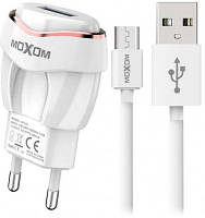 Сетевое зарядное устройство (+кабель microUSB) MOXOM 2в1 1USB/2.4A (KH-35) белый