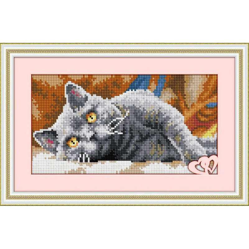 Мозаїка камінням Димчастий кіт Dream Art 30055 (14,5 х 29,5 см)