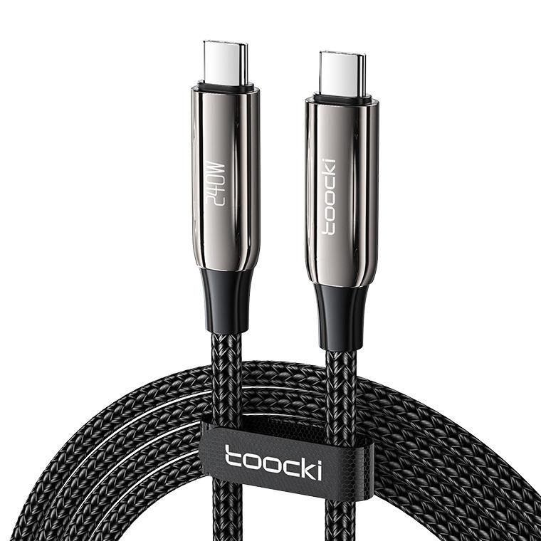 Кабель зарядний Toocki USB Type-C to USB Type-C 240 W плетений кабель для швидкого заряджання 1 м Black (TXCTT3-L), фото 1