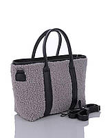 Женская мягкая сумка Welassie из искусственного меха серого цвета на одно отделение с плечевым ремнем «Аманда»