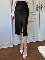 Супер стильная актуальная юбочка с разрезом спереди Эко кожа 42-44,44-46,46-48 Цвета 3 Чёрный