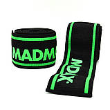 Бинти на коліна MadMax MFA-299 Non slide & slip knee wraps 2.0m Black/Green, фото 5