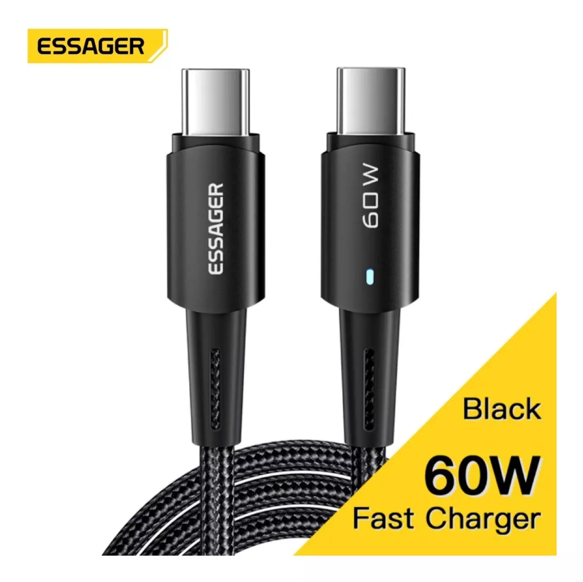 Кабель зарядний ESSAGER USB Type-C to USB Type-C 60 W Charging Data Cable 0.5 м Black (EXCTT2-CGB01)