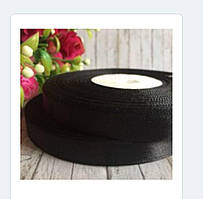 Стрічка атласна 0.9 см Чорна (рулон 32 метри), А09-39-32