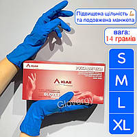 ПЛОТНЫЕ латексные хозяйственные перчатки Igar High Risk размер S M L XL синие 50 шт