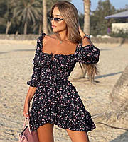 Сукня жіноча тендітна зі штапеля з квітковим принтом (Норма), фото 5