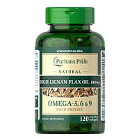 Puritan's Pride Natural Flax Oil 1000 mg 120 рідких капсул Lodgi