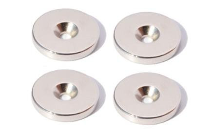 Набір неодимових магнітів D20х3 мм з отворами 4шт. для люків прихованого монтажу, фото 1