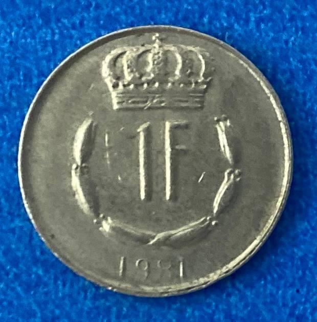 Монета Люксембурга 1 франк 1968-83 рр, фото 1