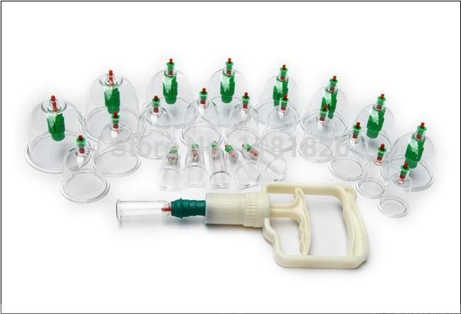 Вакуумні антицелюлітні масажні банки Bao Yi Pull Out A Vacuum Apparatus 24 штуки + насос із магнітами, фото 1