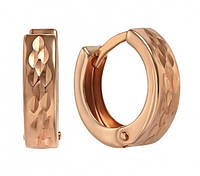 Золоті круглі сережки з алмазною огранкою без каменів 585 проба