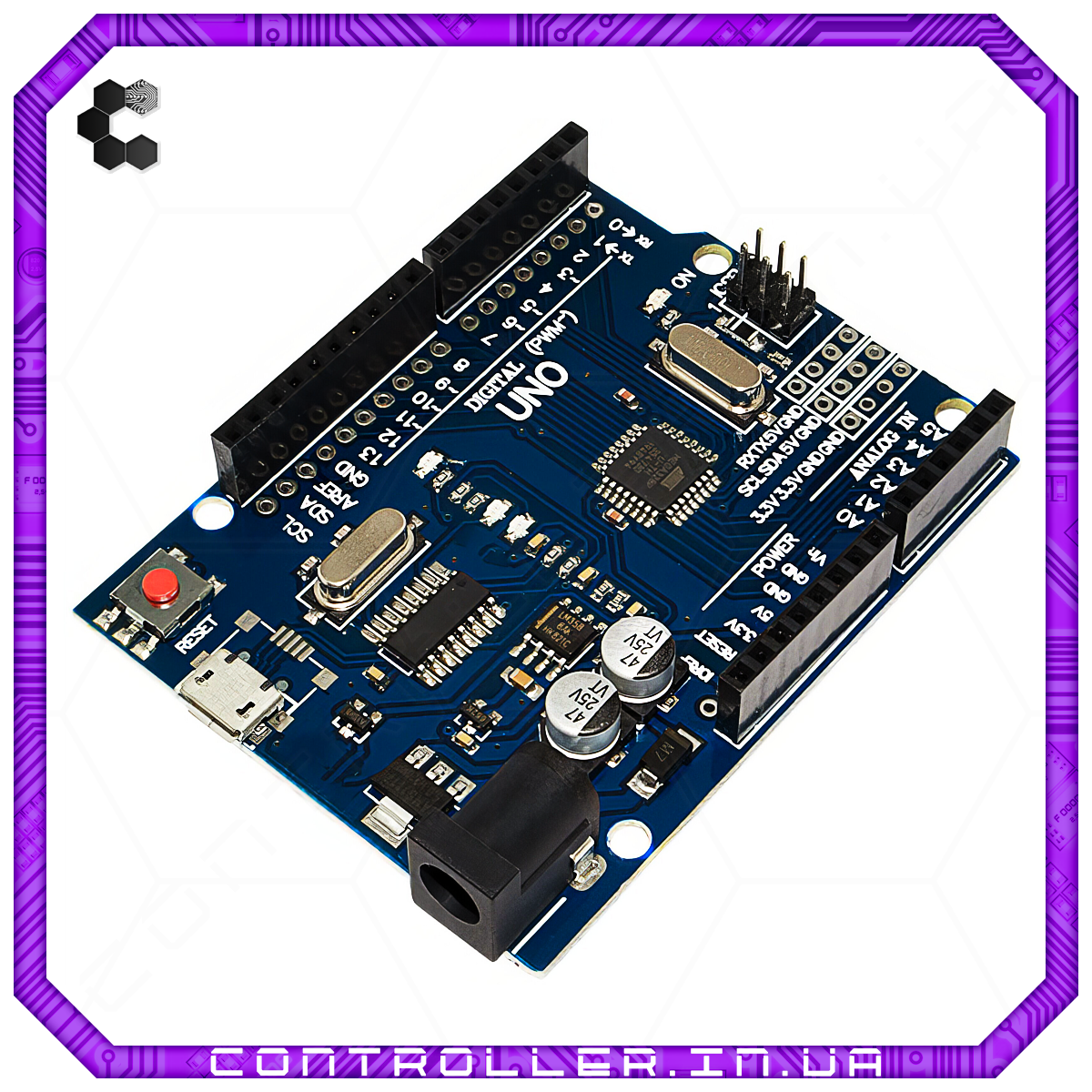 Мікроконтролер Arduino UNO R3 Micro Usb