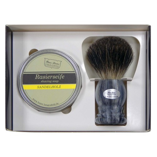 Набір з помазком, милом і мильницею для гоління Hans Baier 12142-031 Графітовий