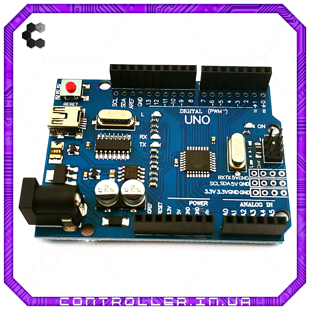Мікроконтролер Arduino UNO R3 Mini-Usb
