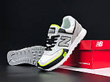 Чоловічі кросівки New Balance 574 замшеві стильні молодіжні білі, фото 6