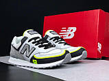 Чоловічі кросівки New Balance 574 замшеві стильні молодіжні білі, фото 3
