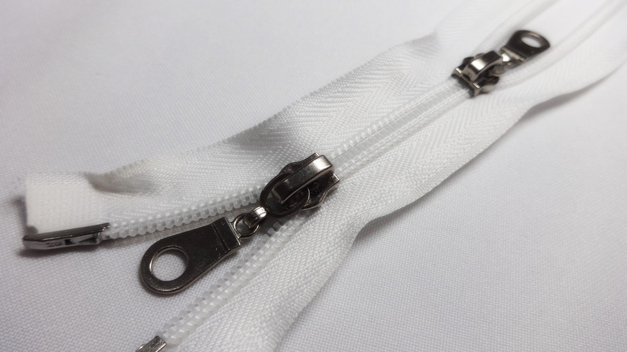 Спіральна блискавка № 7 90 см 2 бігунка колір білий, фото 1