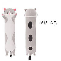 Плюшевый кот-обнимашка Батон, серый Toys Shop