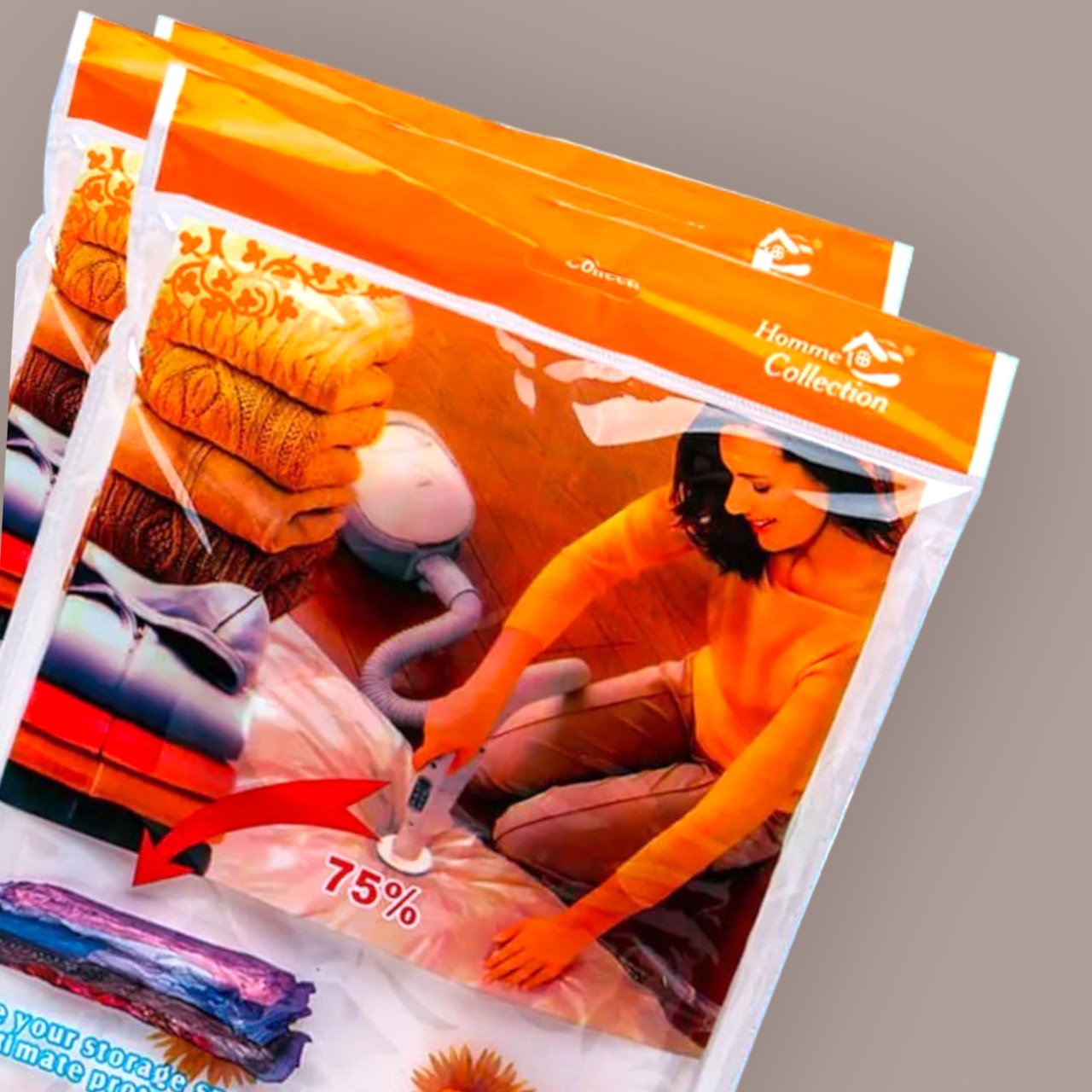 Вакуумні пакети 60x80 см із клапаном для верхнього одягу та перевезення речей Vacuum Bag кульки пилосос, фото 1