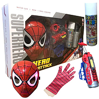 Игровой набор маска и перчатка Человек Паук Спайдермен перчатка стреляет паутиной и водой