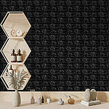 Самоклеючі 3D панелі для стін цегла чорна 70x77 см легкий декоративний матеріал для інтер'єру оздоблення стін, фото 5