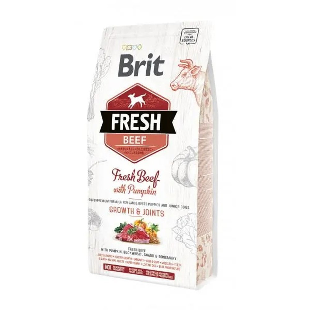 Brit Fresh Beef & Pumpkin Puppy Large для цуценят з яловичиною та гарбузом 12 кг