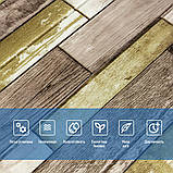 Самоклеюча 3D панель під дерево сіро-коричневого кольору 70х70 см для стін в інтер'єрі в ванній кімнаті., фото 4