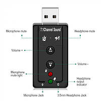 Зовнішня звукова карта USB 7.1 3D Sound card