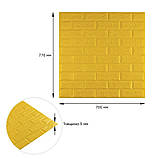 Самоклеючі 3D панелі для стін цегла жовта декоративне покриття інтер'єрне оформлення 70x77 см, фото 3