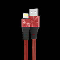 USB кабель Aspor A159 Lightning Плоский Silicon 2.4A/1.2м - красный