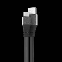 USB кабель Aspor A160 Type-C Плоский Silicon 2.4A/1.2м-графит