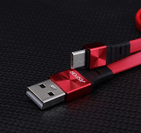 USB кабель Aspor A160 Type-C Плоский Silicon 2.4A/1.2м - красный