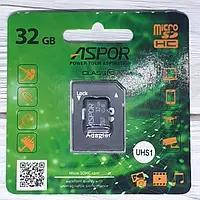 Карта пам`яті Aspor MicroSDHC 32GB UHS-I (Class 10) + SD adapter