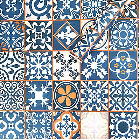 Плівка самоклеюча, вінтажна синя мозаїка 0.45х10M, Sticker Wall, SW-00000787