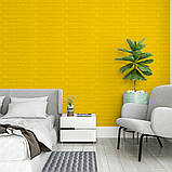 Самоклеючі 3D панелі для стін жовті декоративні покриття без додаткових матеріалів 700х770 мм рельєфні панелі, фото 5