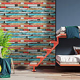 Самоклеючі 3D панелі під рожеве дерево для декору стін та стель в інтер'єрі кімнати 70x70 см, фото 5