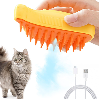 Гребінець для вичісування вовни з парою SBC-1 / Паровий гребінець для котів / Масажна щітка для собак
